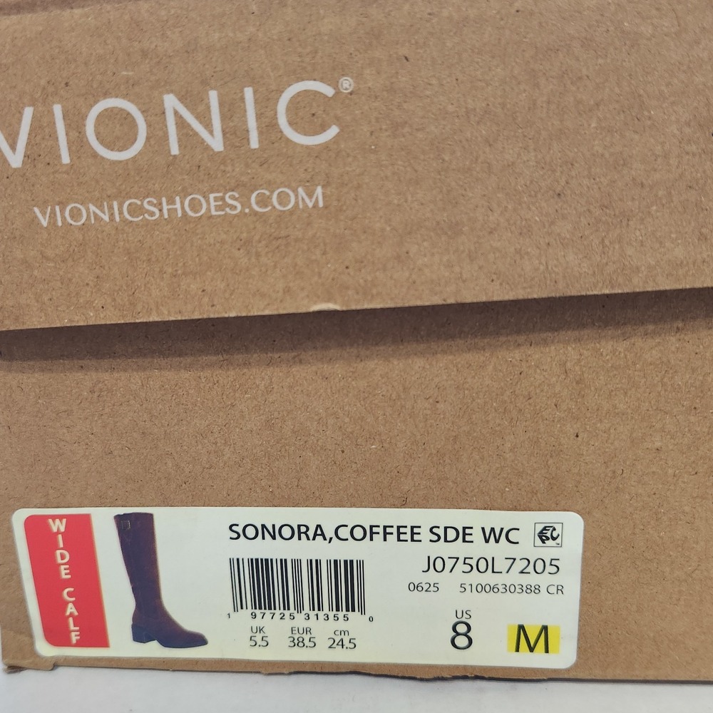Vionic Sonora Tall Boots Women Size 8 Coffee Suede Wide Calf Block Heel - Picture 11 of 11